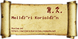 Mellári Koriolán névjegykártya